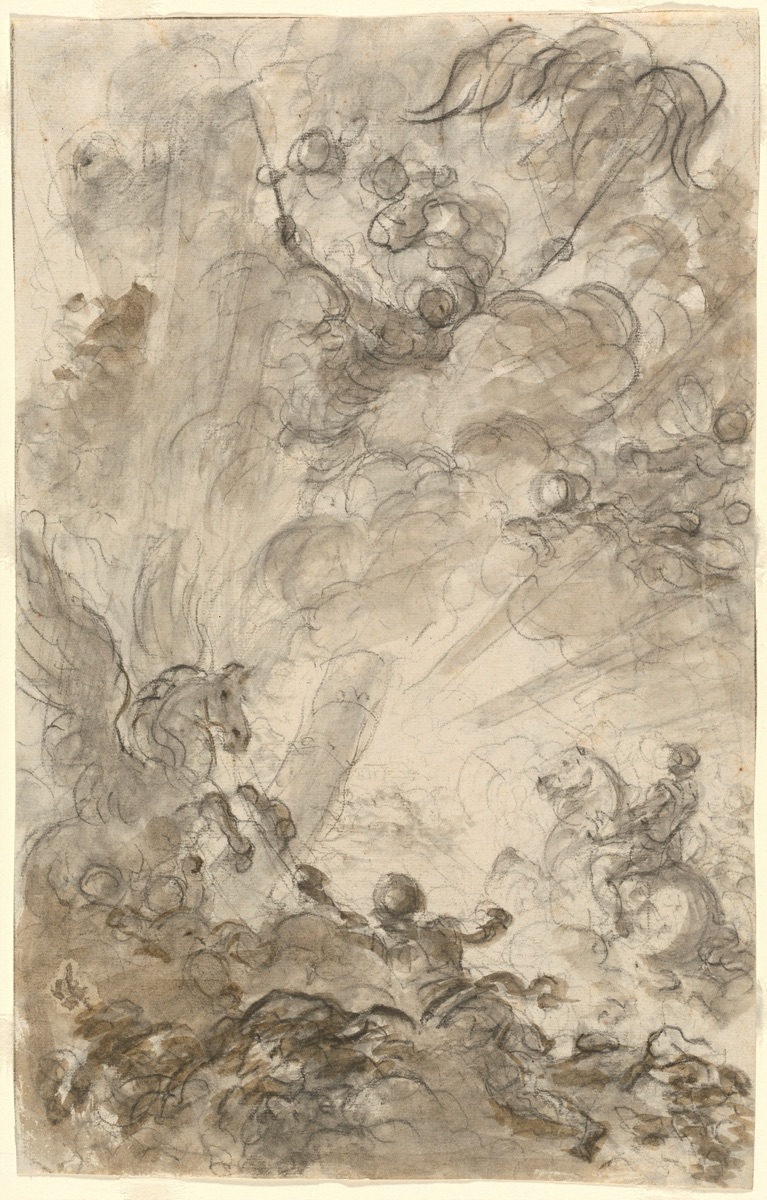 Bradamante Tries to Catch Hold of the Hippogryph [recto] — Jean-Honoré Fragonard