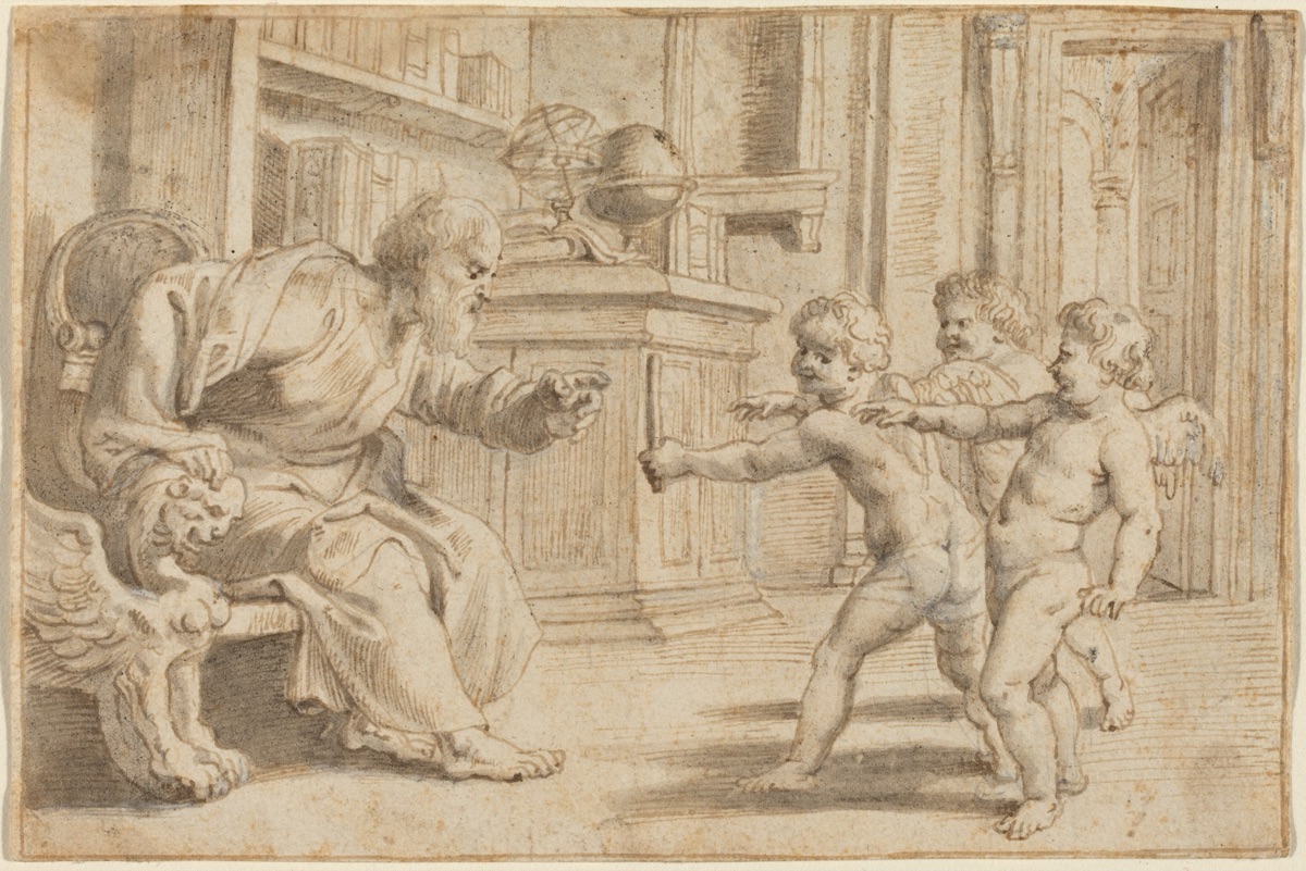 Putti Testing a Man's Perception of Depth — Sir Peter Paul Rubens