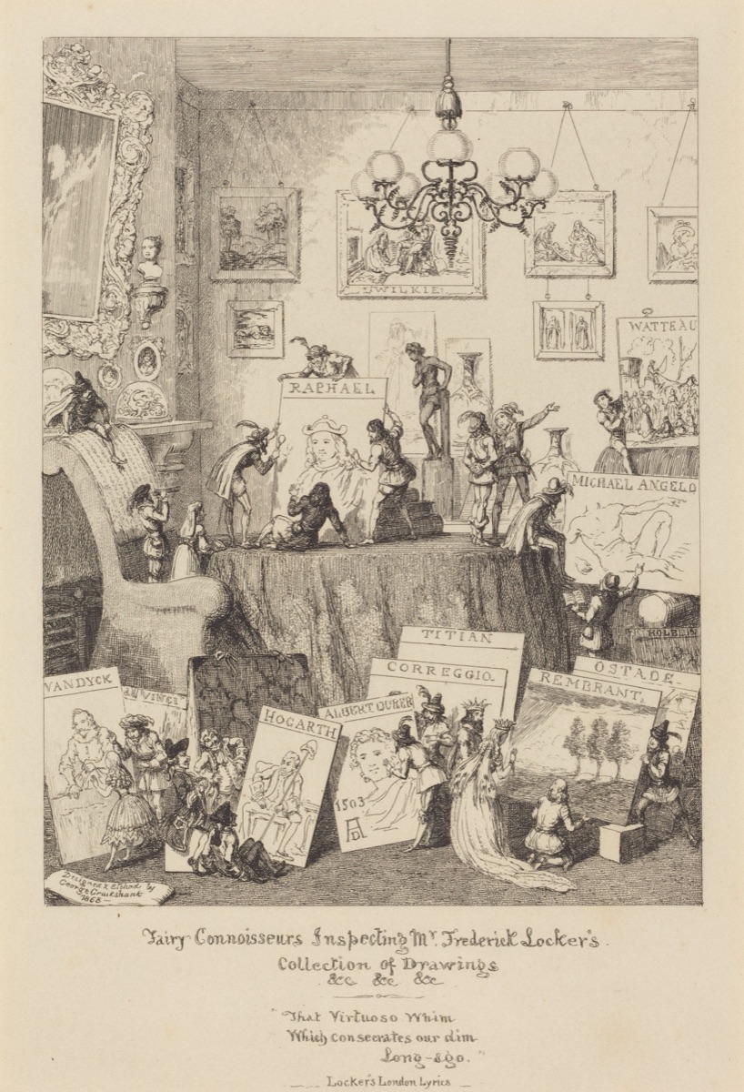 Fairy Connoisseurs Inspecting Mr. Frederick Locker's Collection of Drawings — George Cruikshank