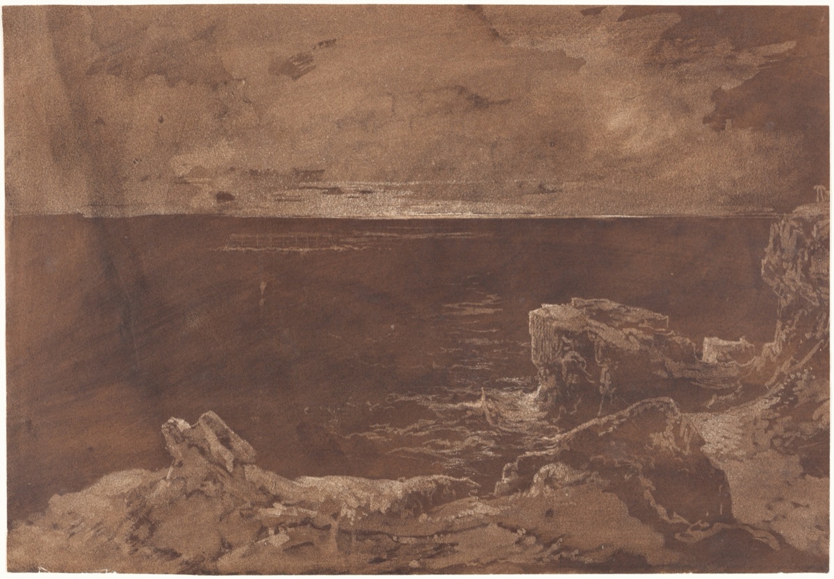 A Rocky Coast by Moonlight — William West or Samuel Jackson