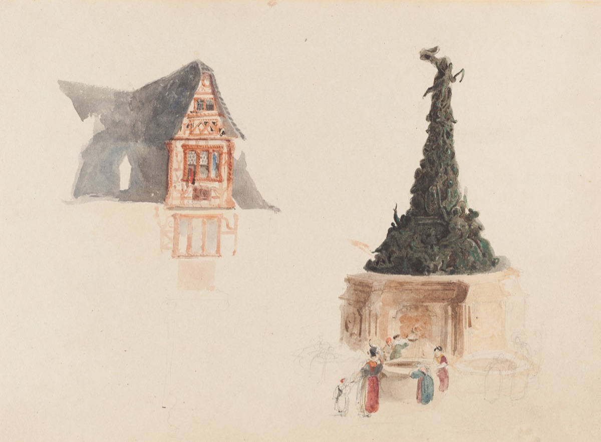 A Fountain and a Facade in Austria — John Skinner Prout