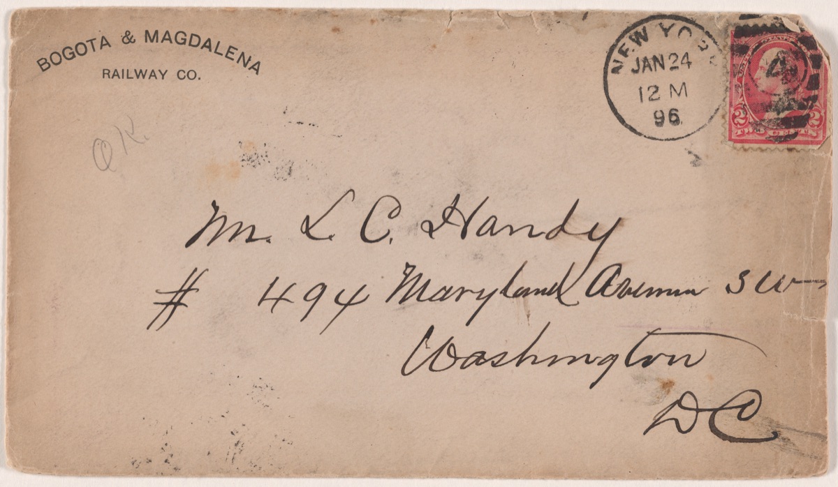Envelope addressed to L.C. Handy from William M. Riley — William M. Riley