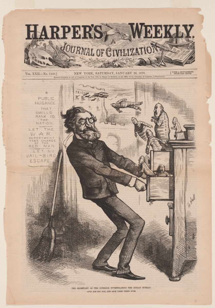 Secretary of War Investigating the Indian Bureau — Thomas Nast, 27 Sep 1840 - 7 Dec 1902
