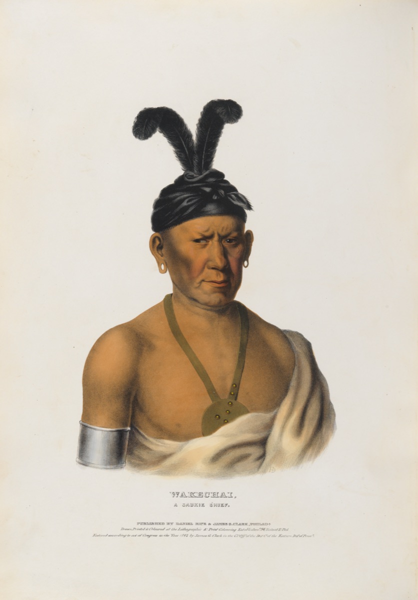 Wakechai - A Saukie Chief — H. D., active c. 1840s; Daniel Rice and James G. Clark