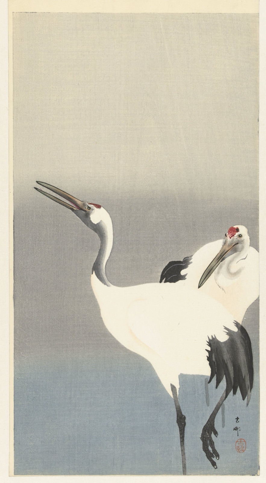 Twee kraanvogels — Ohara Koson (printmaker); Matsuki Heikichi (possibly) (publisher)