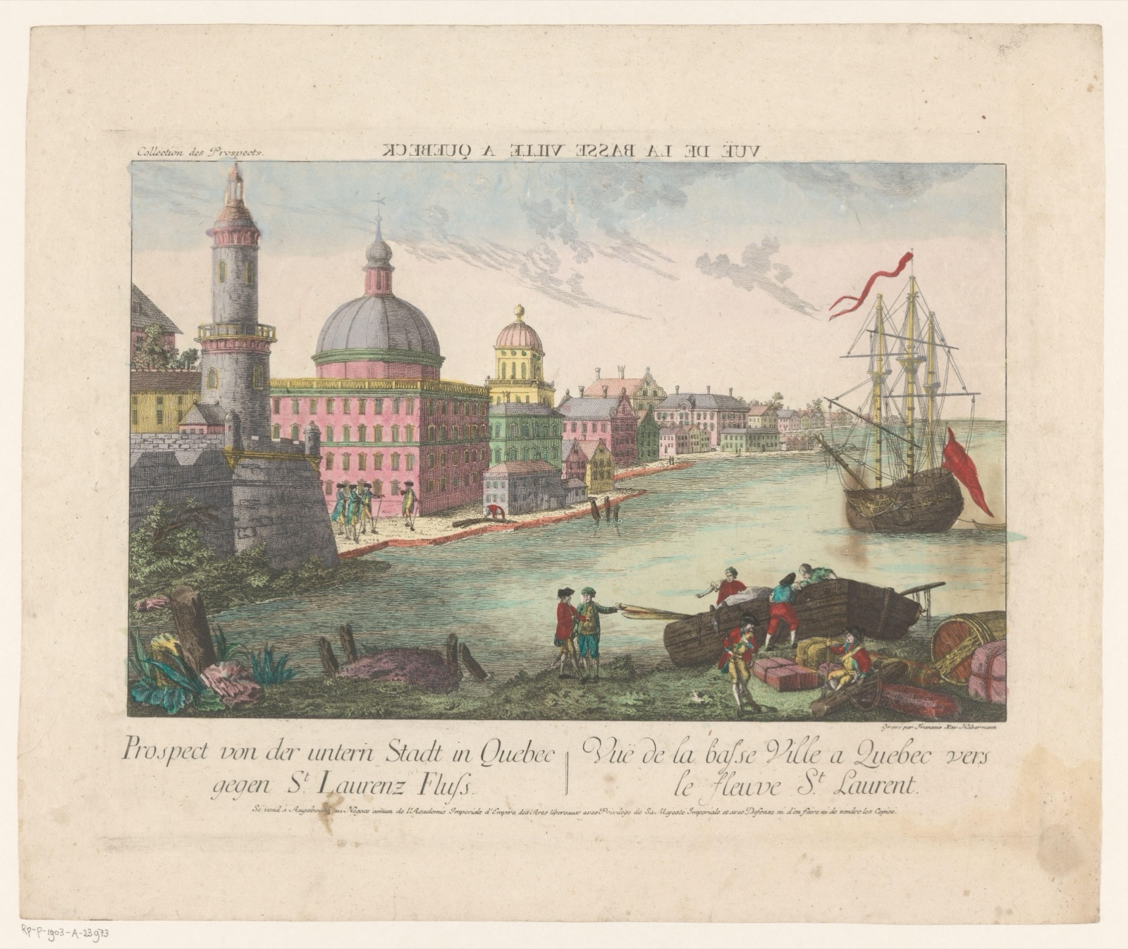 Prospect von der untern Stadt in Quebec gegen St. Laurenz Fluss — Franz Xaver Habermann (printmaker); Kaiserlich Franziskische Akademie (publisher)