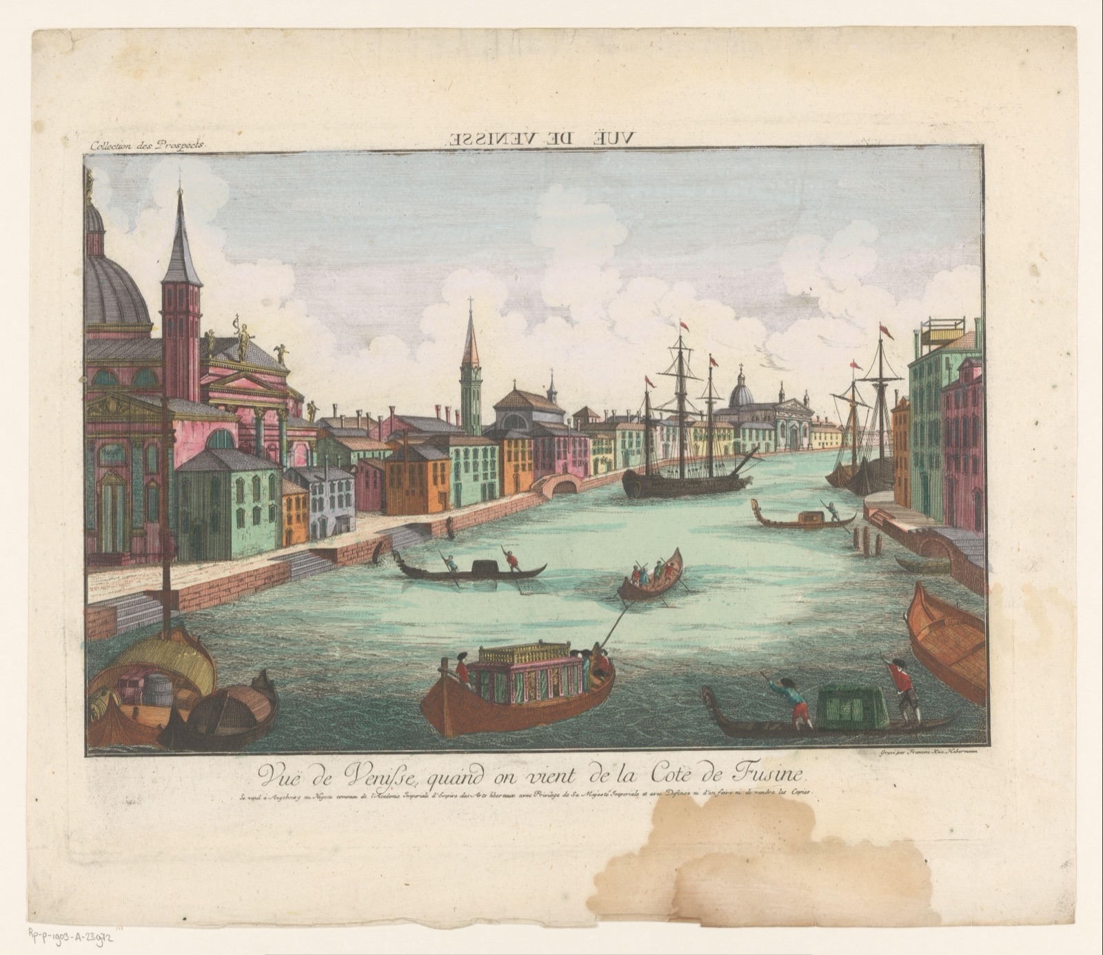 Vuë de Venisse quand on vient de la Cote de Fusine — Kaiserlich Franziskische Akademie (publisher); Franz Xaver Habermann (printmaker)