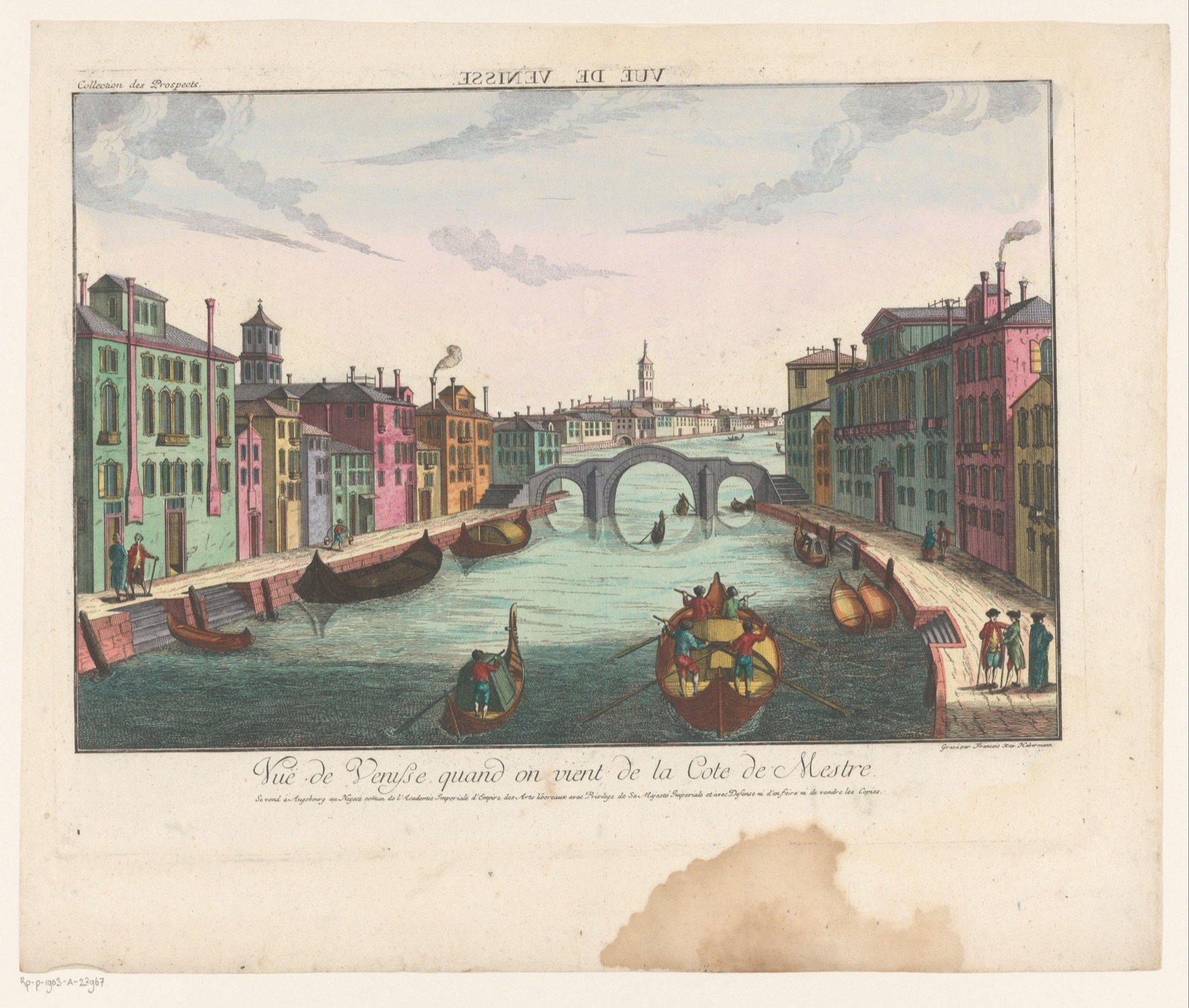 Vuë de Venisse quand on vient de la Cote de Mestre — Franz Xaver Habermann (printmaker); Kaiserlich Franziskische Akademie (publisher)