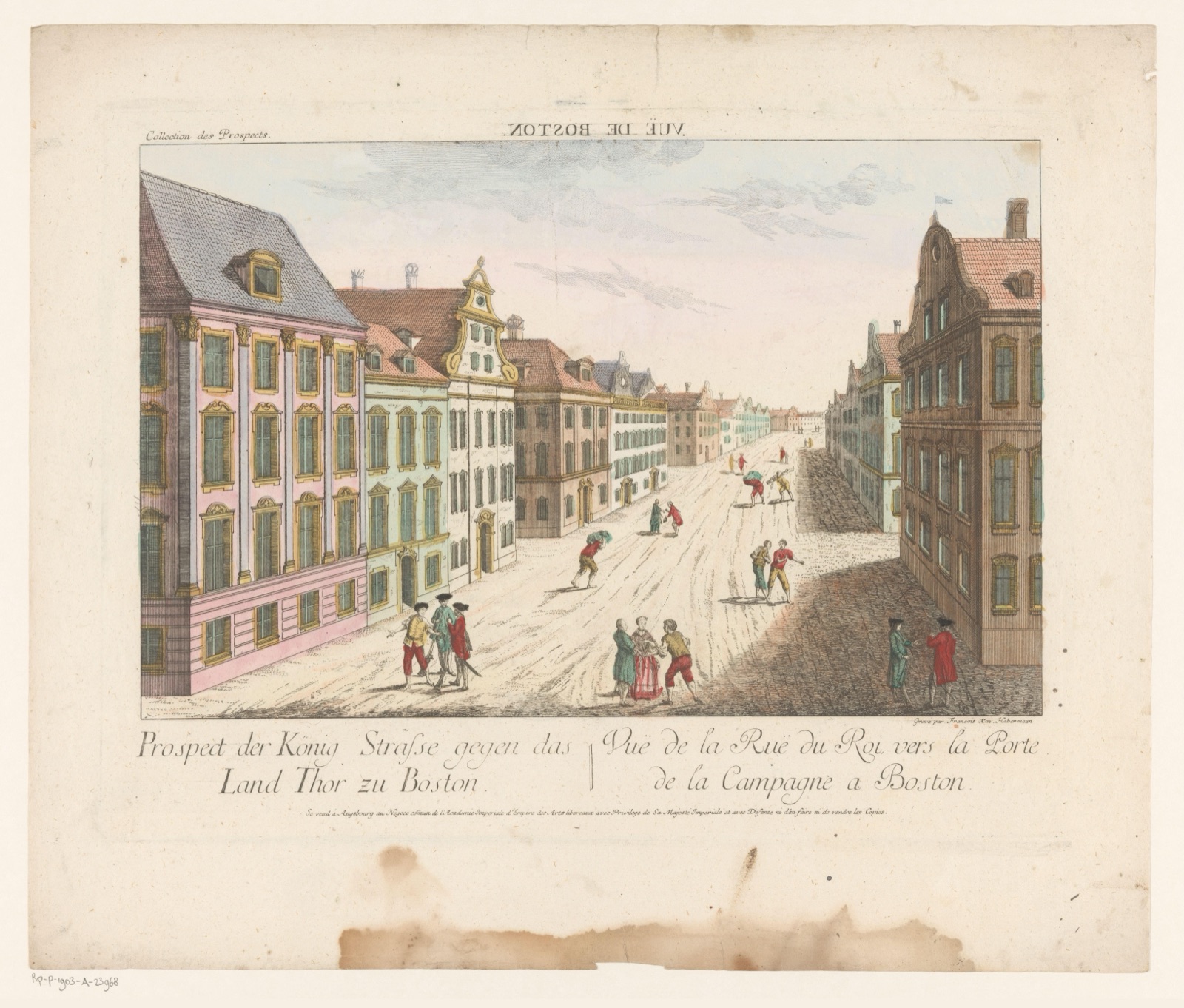 Prospect der König Strasse gegen das Land Thor zu Boston — Franz Xaver Habermann (printmaker); Kaiserlich Franziskische Akademie (publisher)
