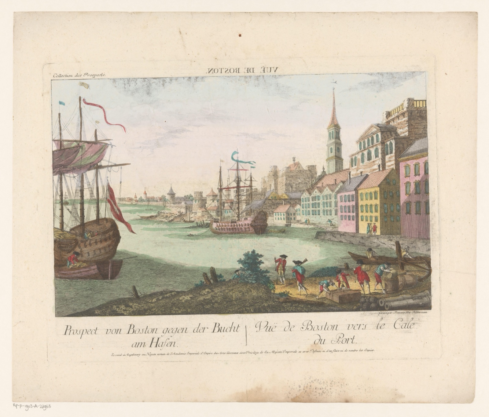 Prospect von Boston gegen der Bucht am Hafen — Franz Xaver Habermann (printmaker); Kaiserlich Franziskische Akademie (publisher)
