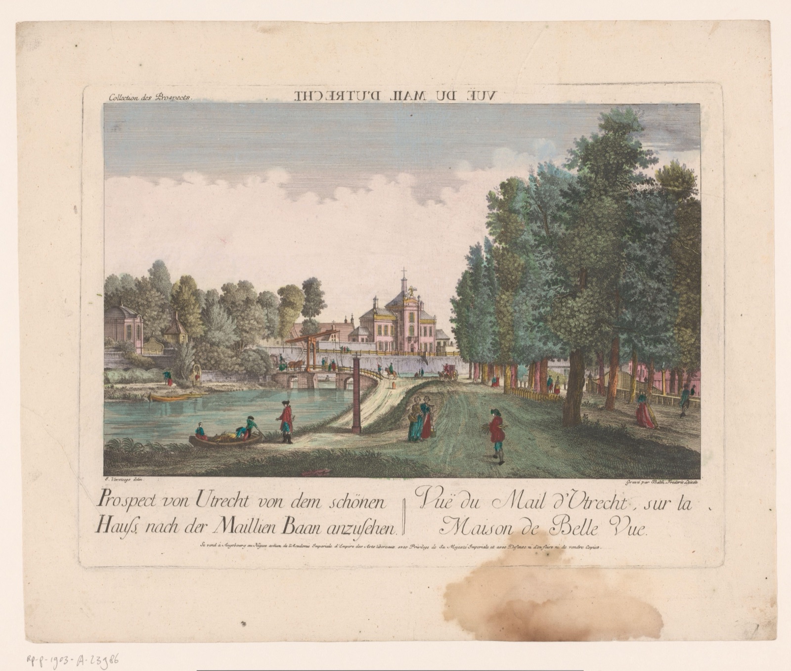 Gezicht op de Maliebaan te Utrecht — Balthasar Friedrich Leizel (printmaker); Kaiserlich Franziskische Akademie (publisher)
