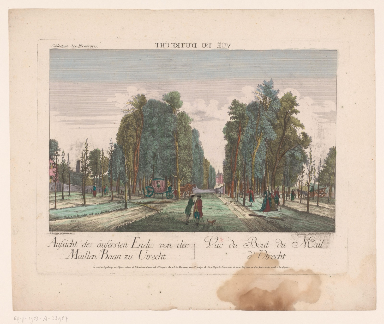 Gezicht op de Maliebaan te Utrecht — Balthasar Friedrich Leizel (printmaker); Kaiserlich Franziskische Akademie (publisher)