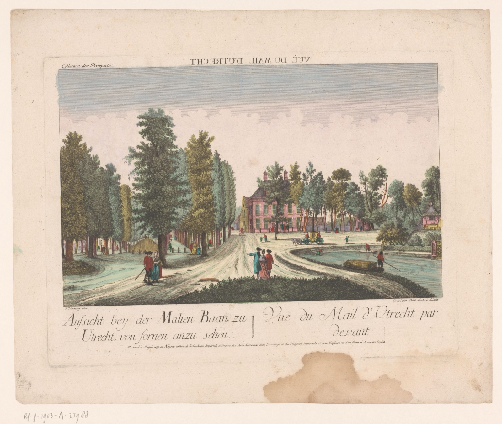 Gezicht op de Maliebaan te Utrecht — Kaiserlich Franziskische Akademie (publisher); Balthasar Friedrich Leizel (printmaker)