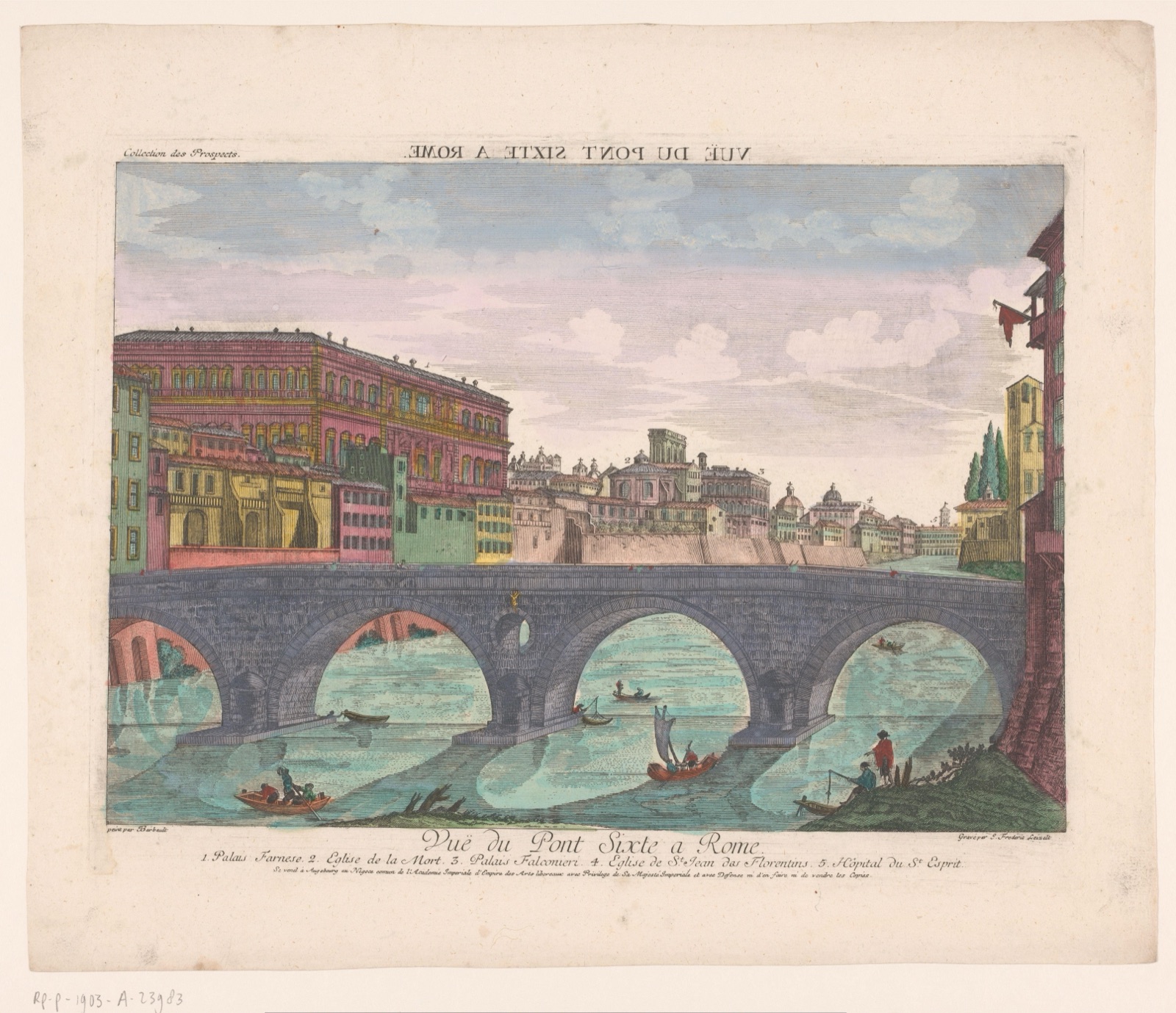 Vuë de Pont Sixte a Rome — Balthasar Friedrich Leizel (printmaker); Kaiserlich Franziskische Akademie (publisher)