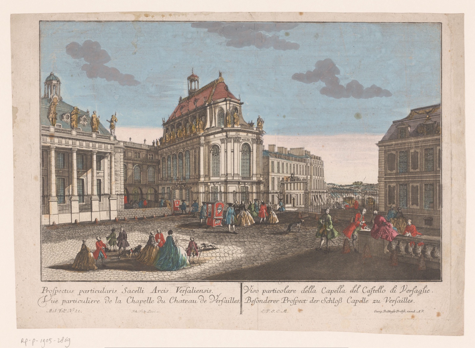Vue particulière de la chapelle du chateau de Versailles — Georg Balthasar Probst (publisher); Johann Friedrich Leizelt (printmaker)