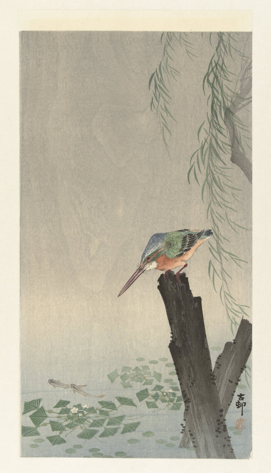 IJsvogel op boomstronk — Ohara Koson (printmaker)
