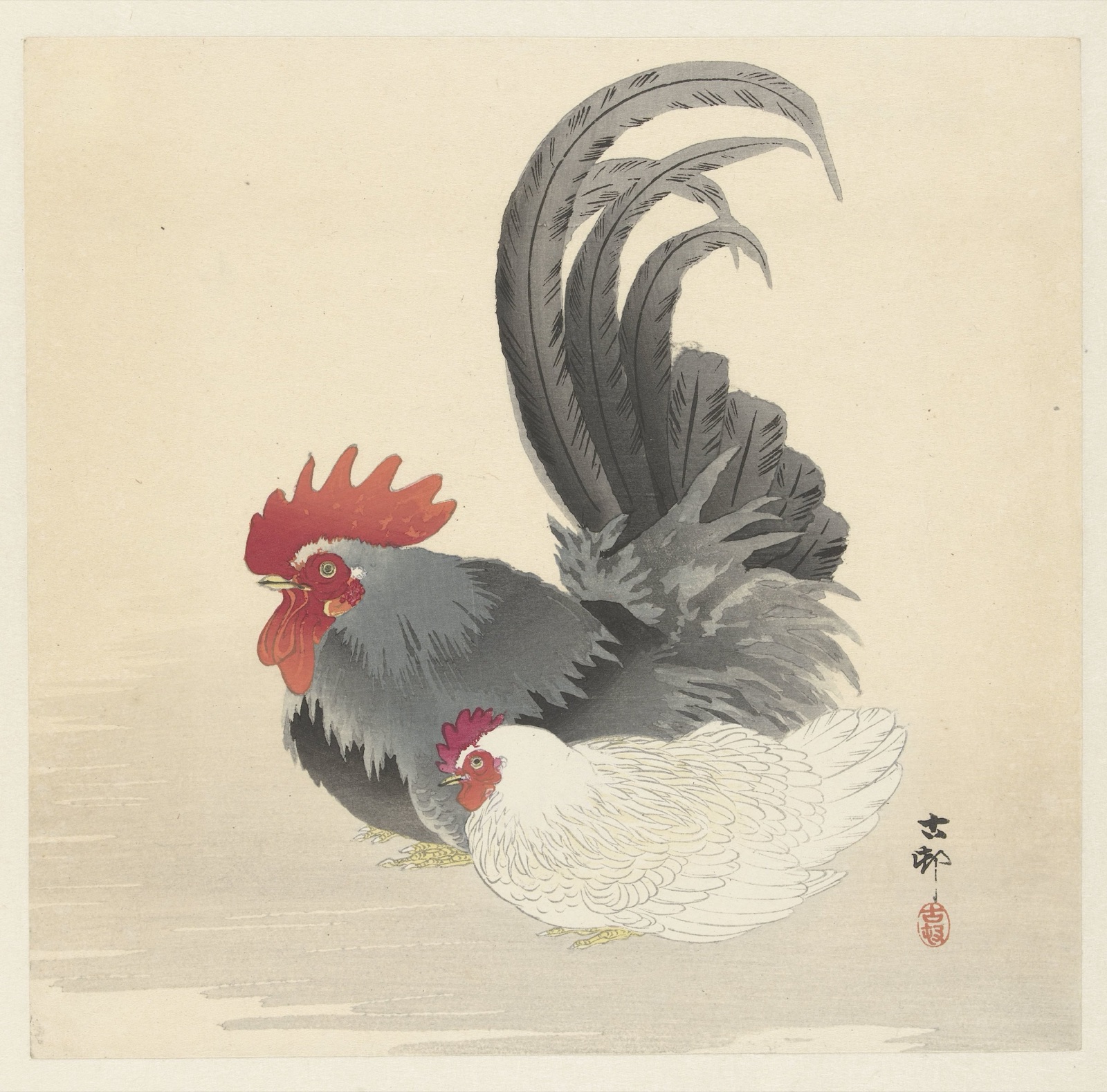 Kip en haan — Ohara Koson (printmaker)