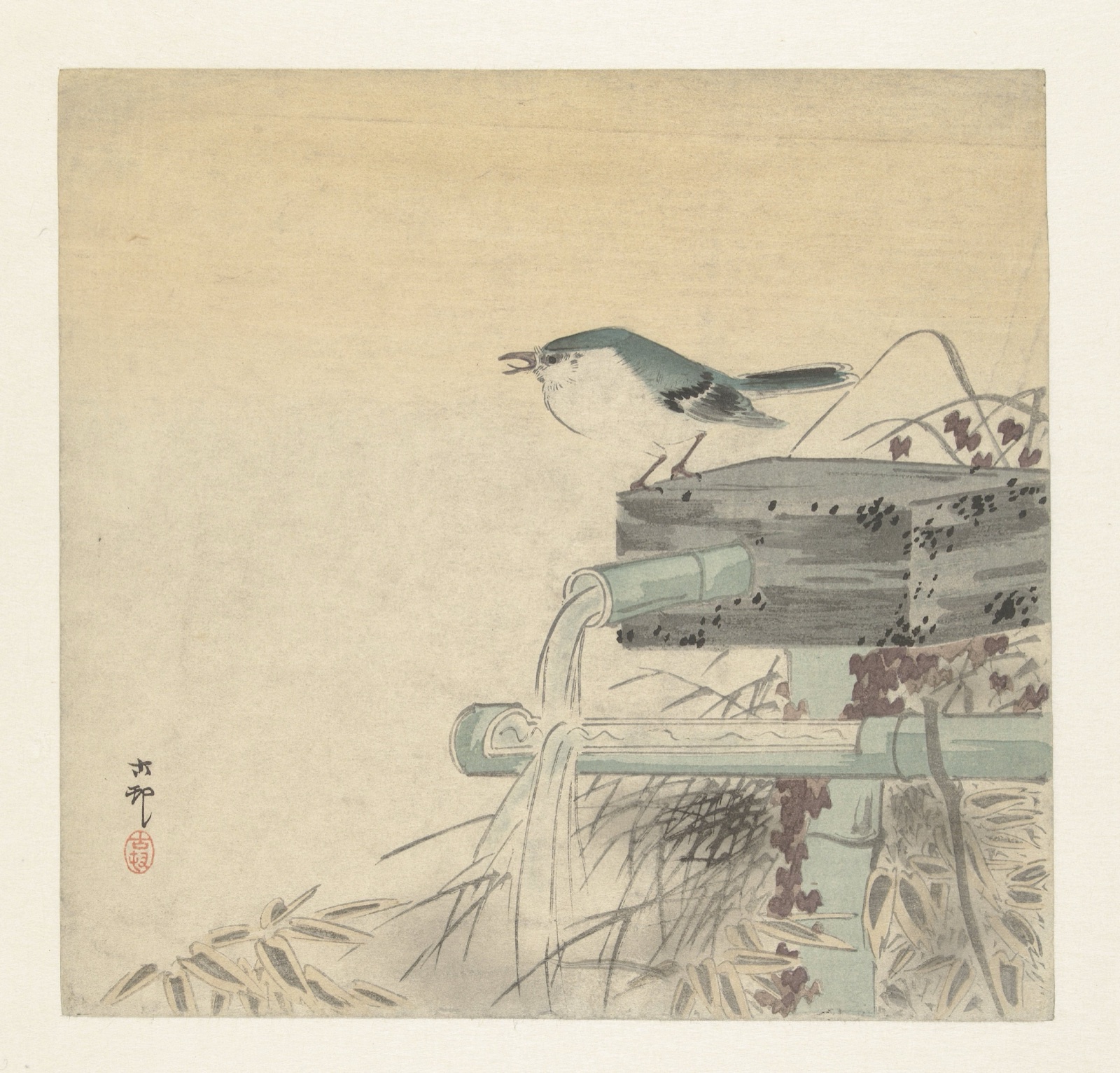 Blauwe nachtegaal — Ohara Koson (printmaker); Matsuki Heikichi (publisher)