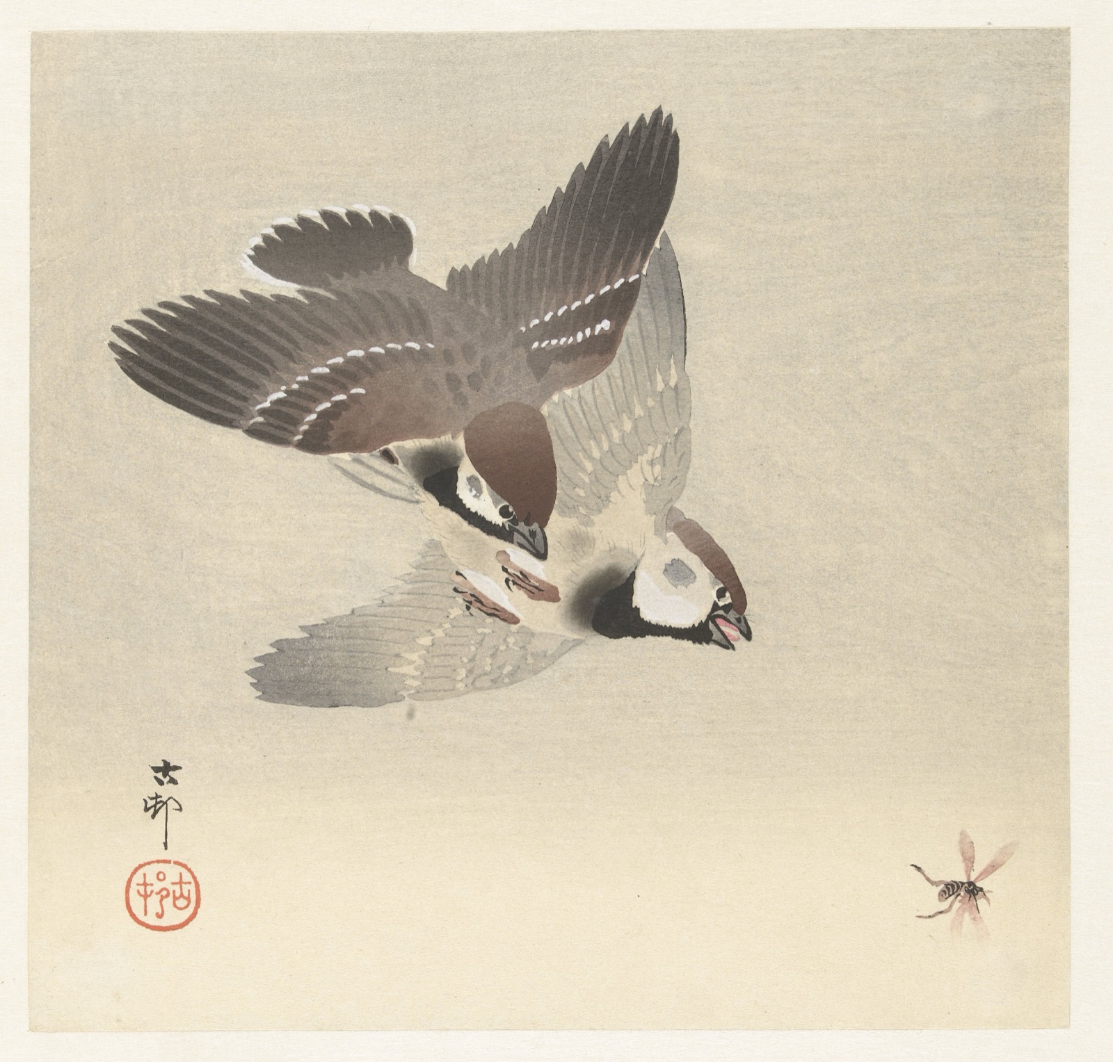 Ringmussen en insect — Ohara Koson (printmaker)