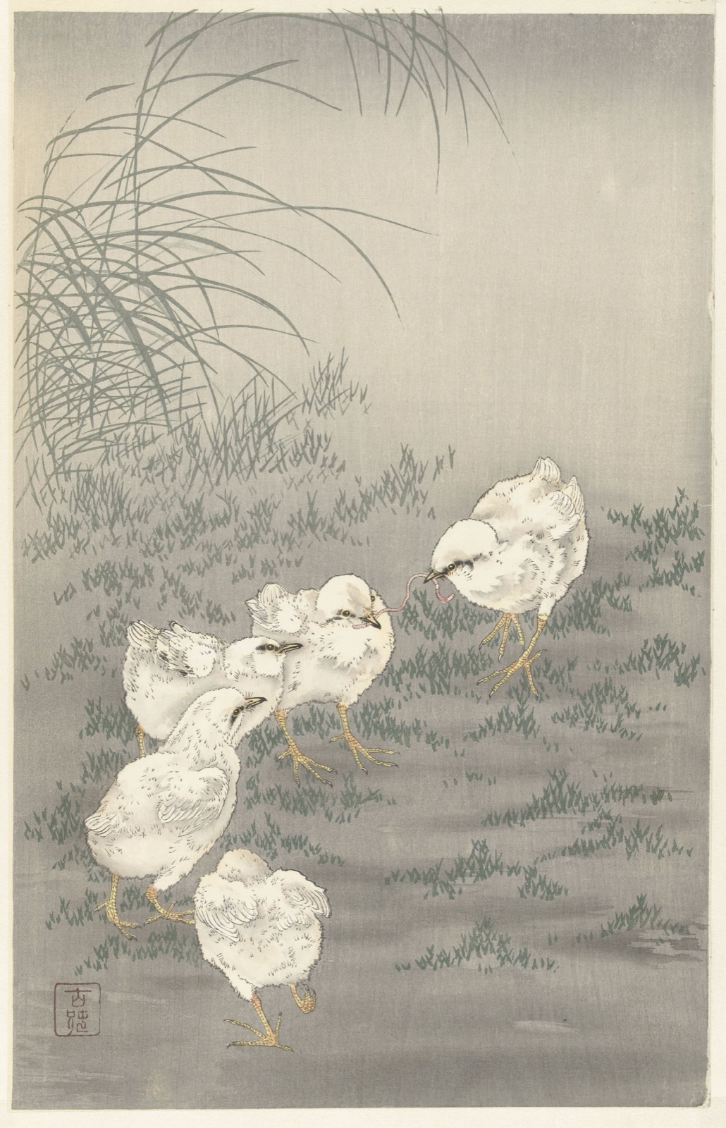 Vijf kuikens — Ohara Koson (printmaker)
