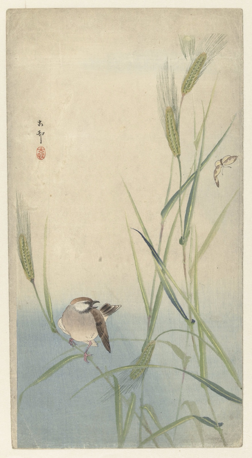 Vogel en vlinder — Ohara Koson (printmaker); Matsuki Heikichi (publisher)