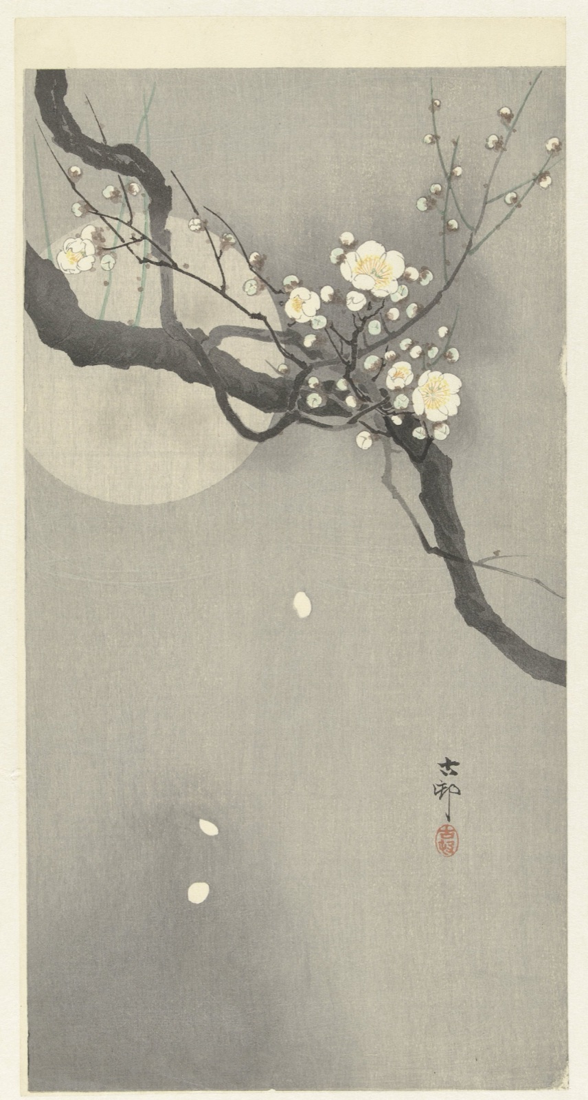 Pruimenbloesem en volle maan — Ohara Koson (printmaker)