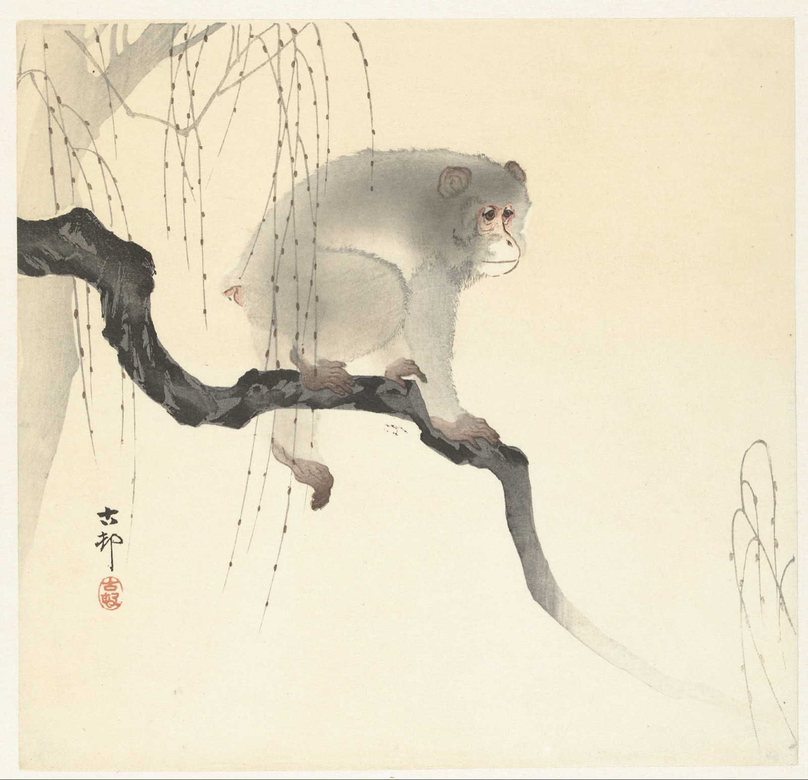 Aap op boomtak — Ohara Koson (printmaker); Matsuki Heikichi (publisher)