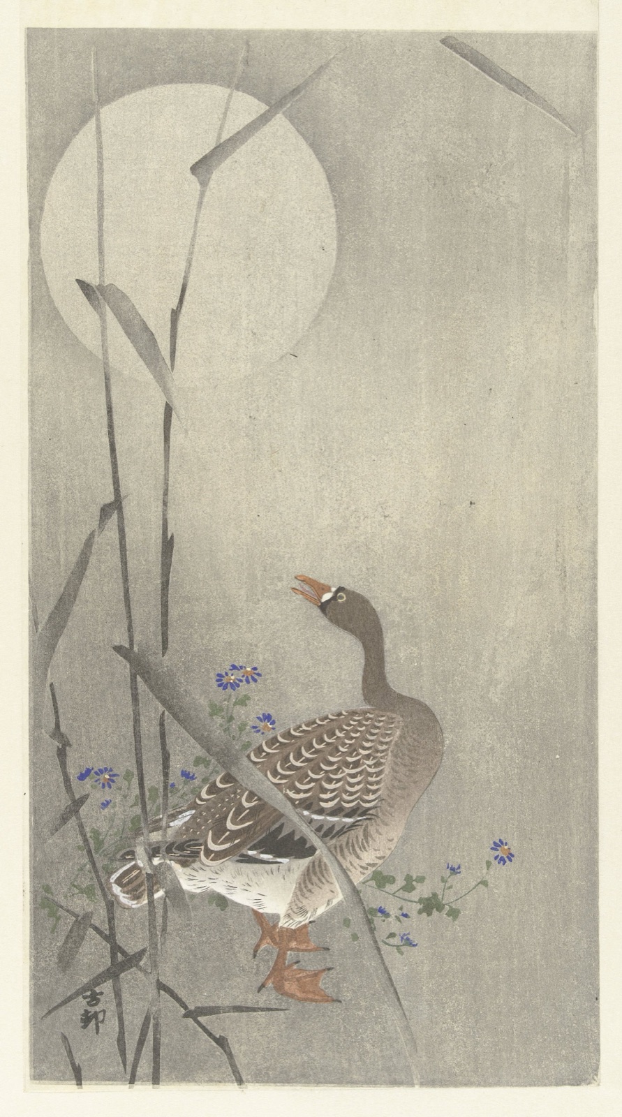 Gans bij volle maan — Ohara Koson (printmaker)