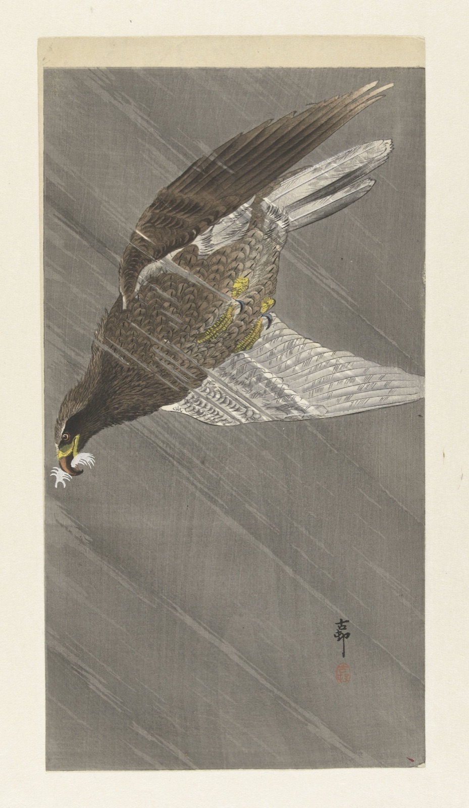 Neerwaarts vliegende arend — Matsuki Heikichi (publisher); Ohara Koson (printmaker)