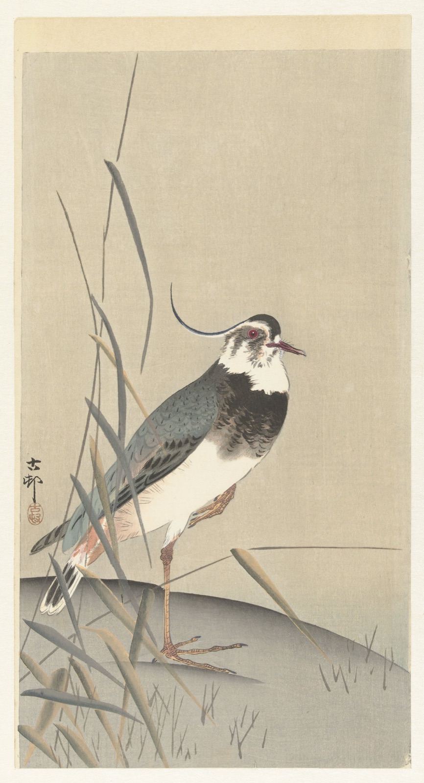 Kievit en riet — Matsuki Heikichi (publisher); Ohara Koson (printmaker)