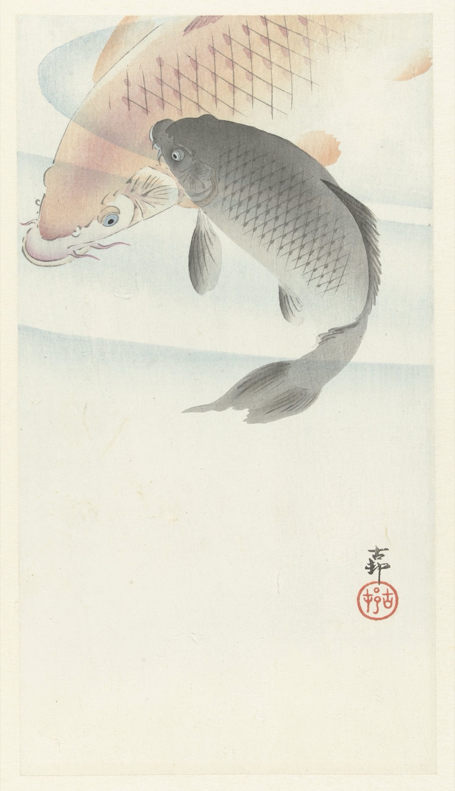 Twee karpers — Ohara Koson (printmaker); Matsuki Heikichi (publisher)