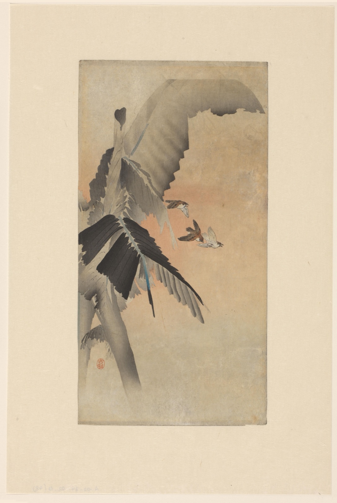 Mussen bij bananenboom — Matsuki Heikichi (publisher); Ohara Koson (printmaker)