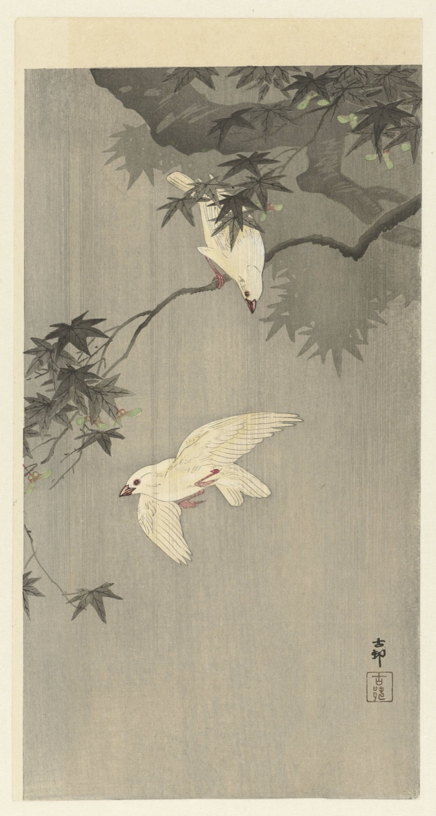 Vogels in regen — Ohara Koson (printmaker)