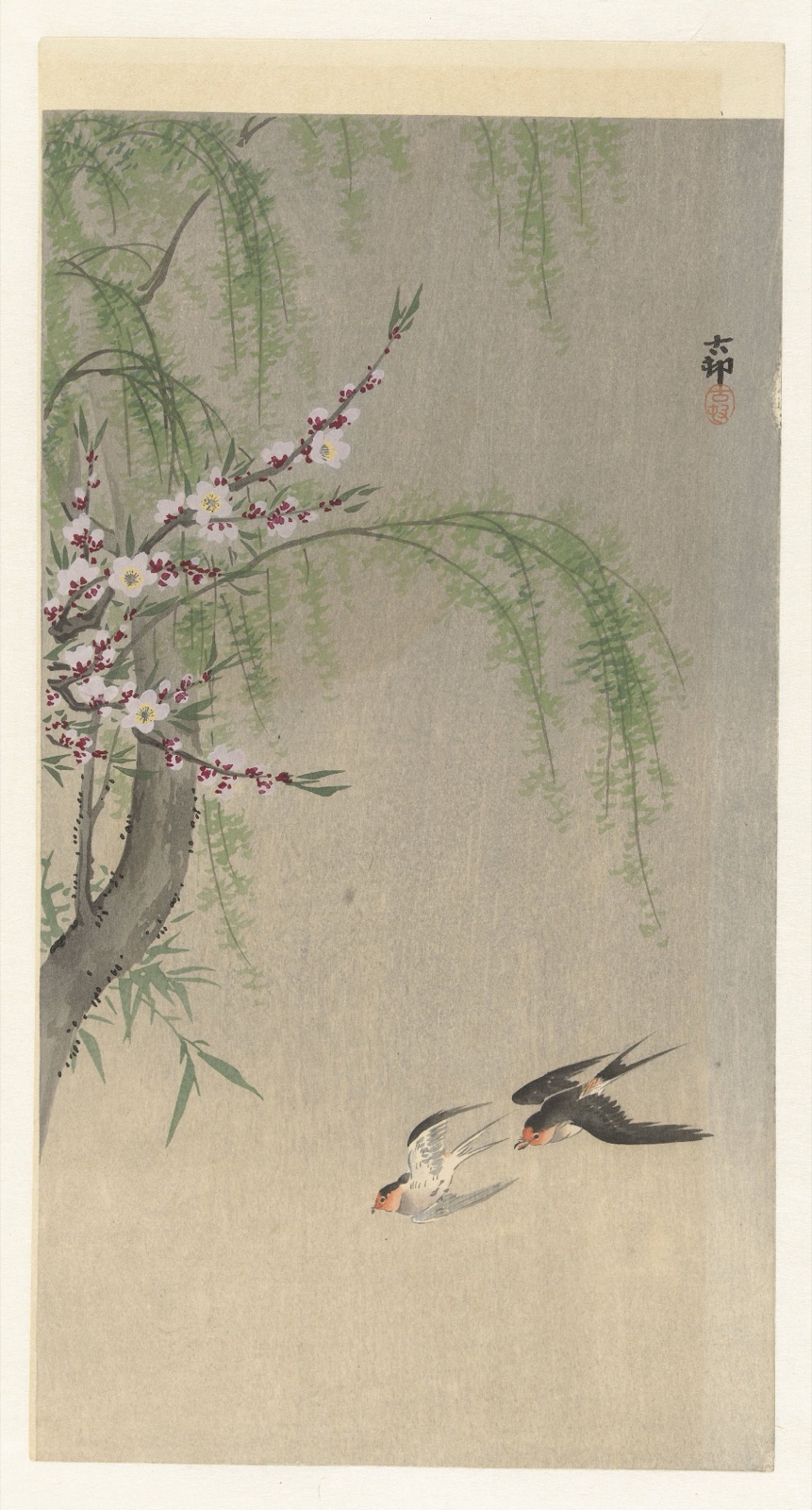 Zwaluwen in vlucht — Matsuki Heikichi (publisher); Ohara Koson (printmaker)