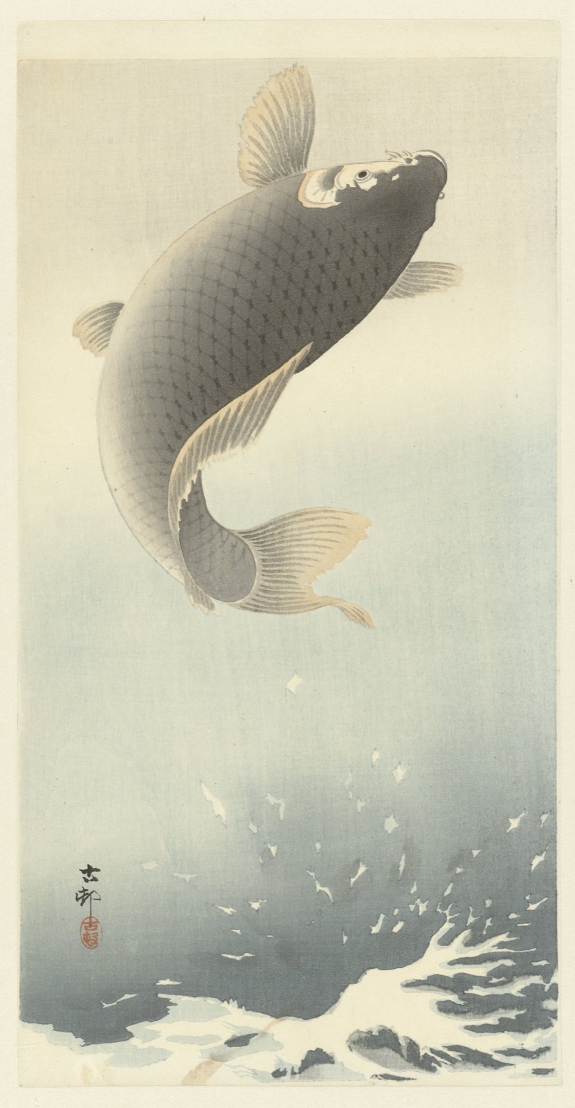 Opspringende karper — Ohara Koson (printmaker); Matsuki Heikichi (publisher)