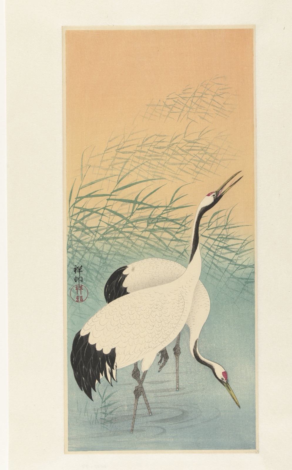Twee kraanvogels — Watanabe Shōzaburō (publisher); Ohara Koson (printmaker)