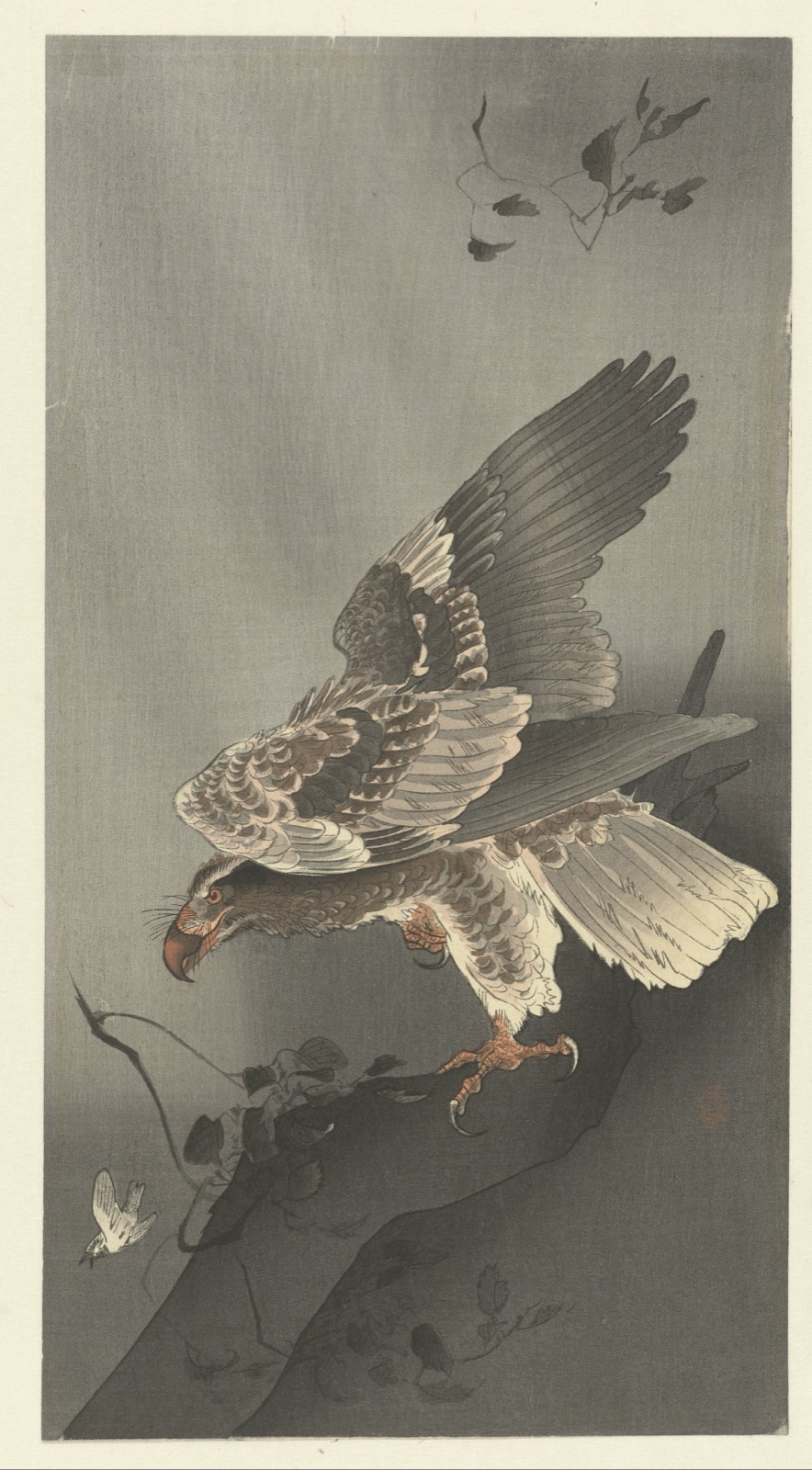 Arend loerend naar prooi — Ohara Koson (printmaker); Matsuki Heikichi (publisher)