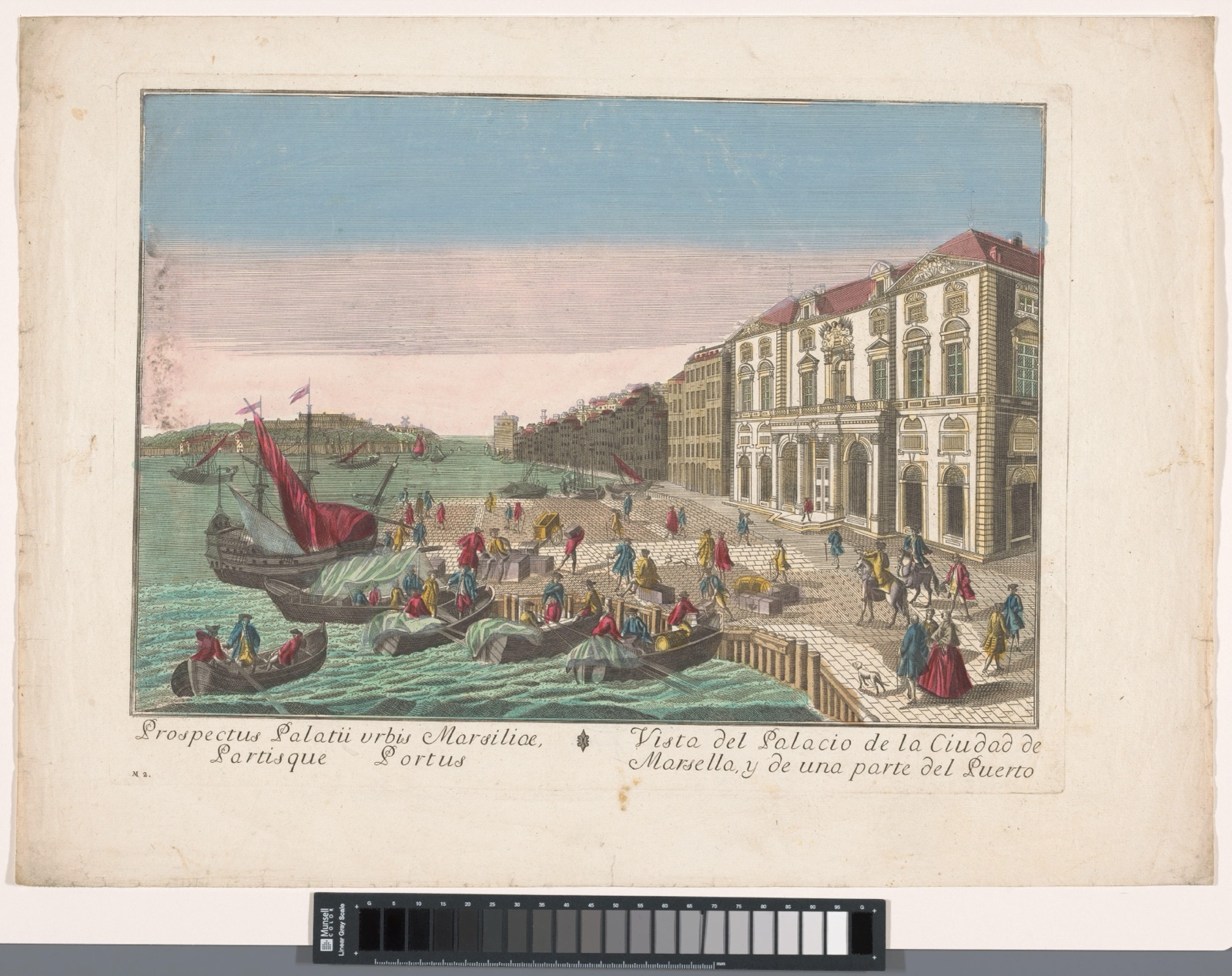 Vista del Palacio de la Ciudad de Marsella, y de una parte del puerto