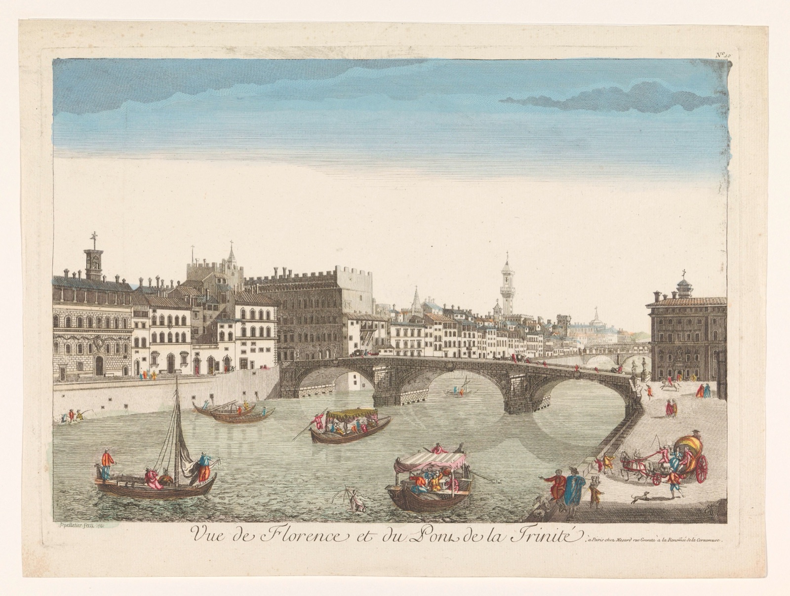 Vue de Florence et du Pont de la Trinité — Jean Pelletier (printmaker); Mesard (publisher)
