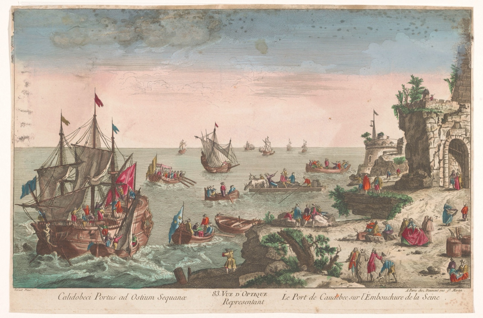 83. Vue d'optique representant le port de Caudebec sur l'embouchure de la Seine — Jean-François Daumont (publisher)