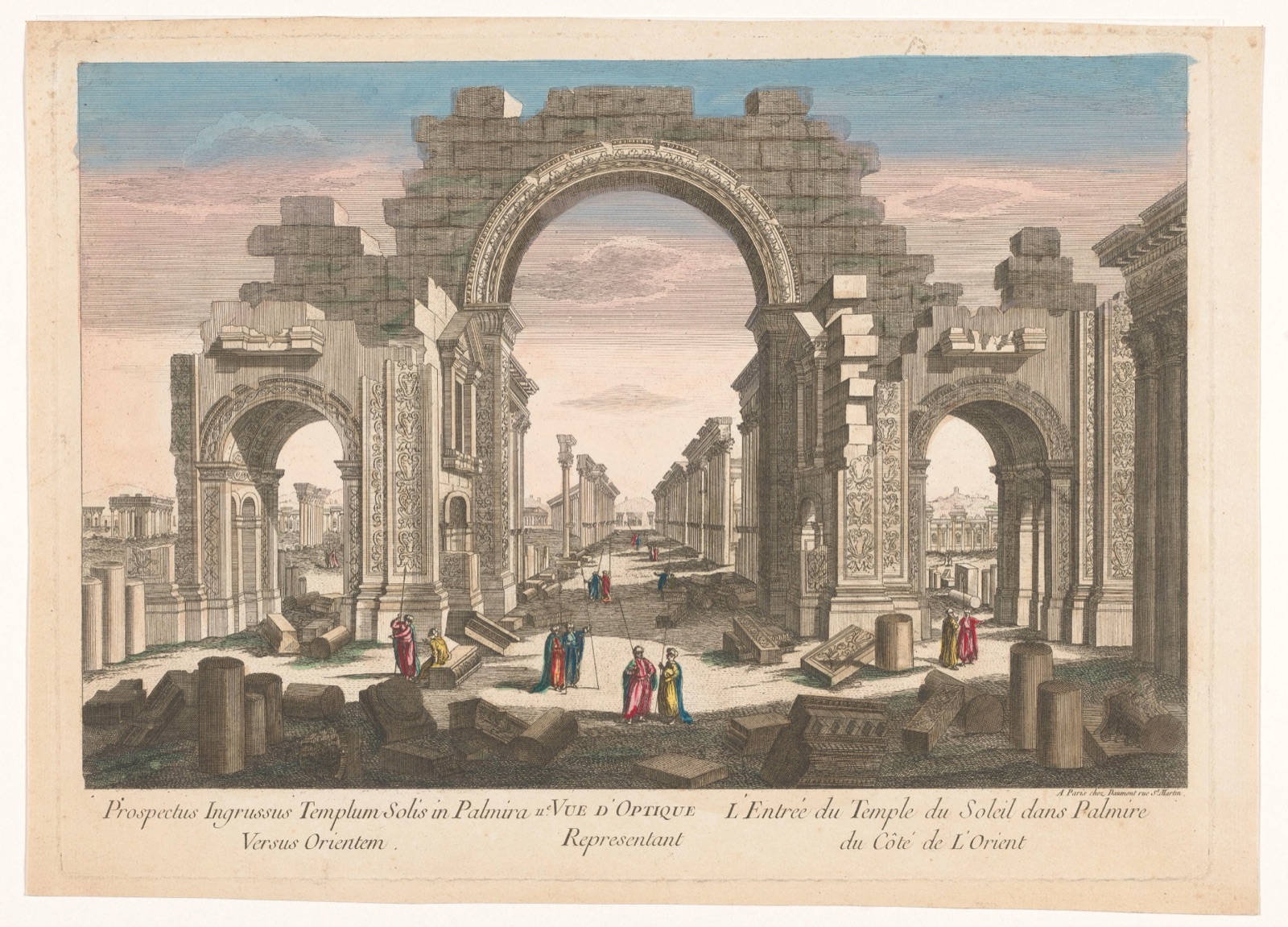 11e. Vue d'optique representant l'entrée du temple du soleil dans Palmire du côté de l'orient — Jean-François Daumont (publisher)