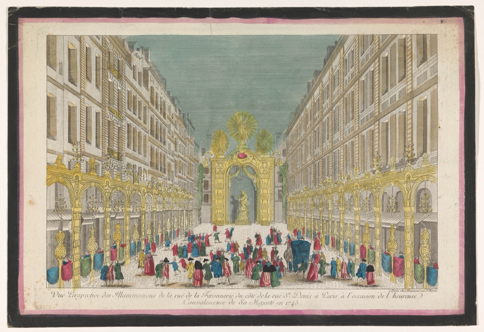 Vue perspective des illuminations de la Ruë de la Feronnerie du côté de la Ruë St. Denis a Paris (...) — Jean-François Daumont (publisher)