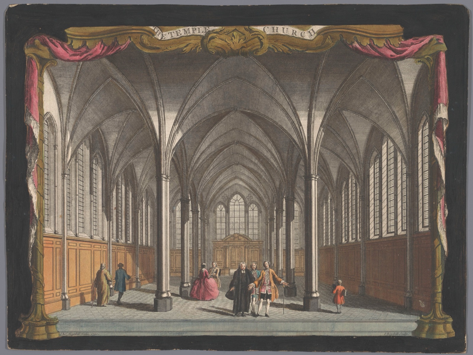 Gezicht op het interieur van de Temple Church te Londen — John Boydell (publisher)