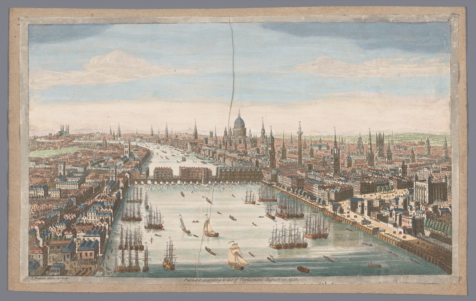 A general view of the city of London, next the river Thames — Thomas Bowles (II) (printmaker); Robert Sayer (publisher)
