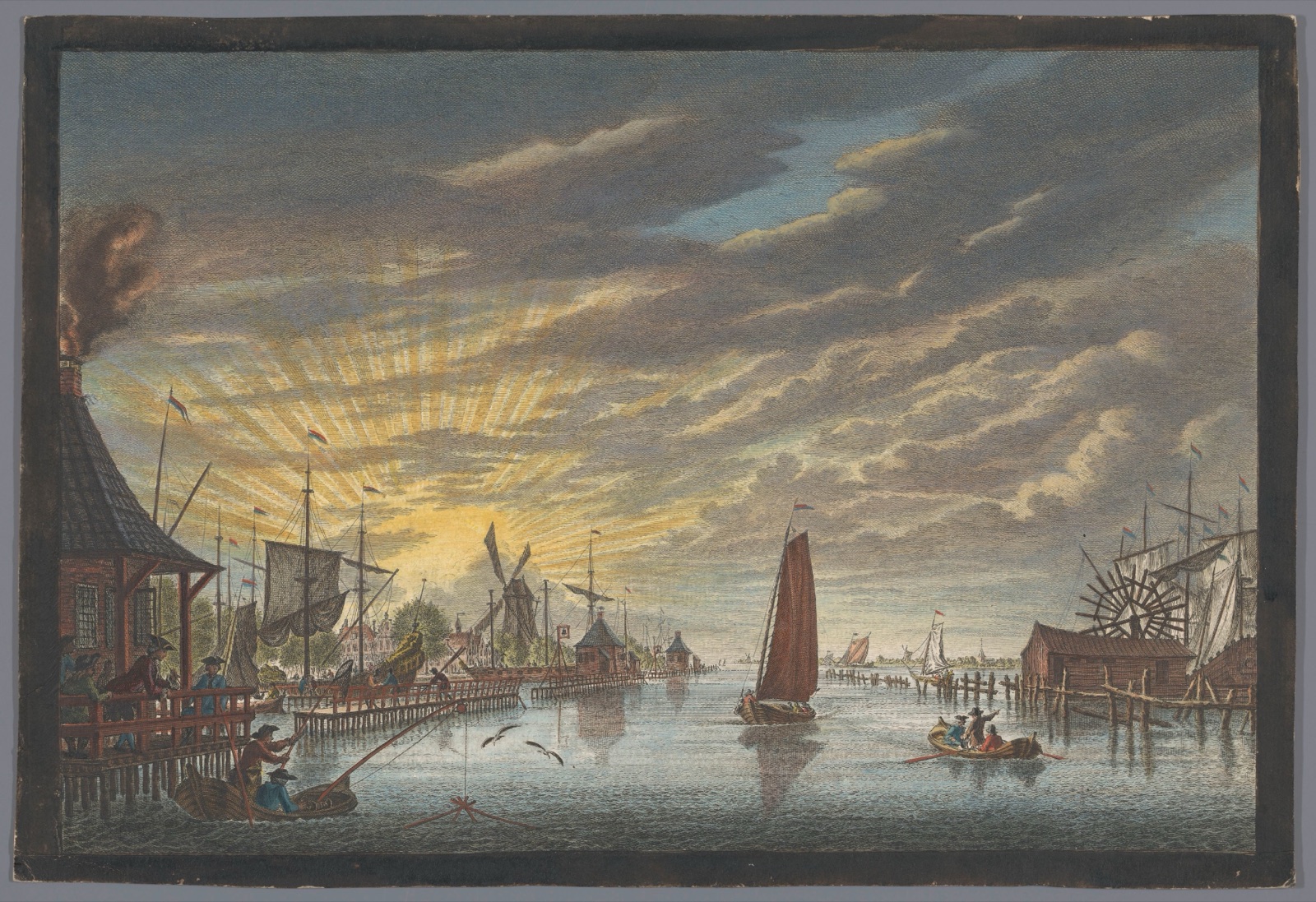 Gezicht by de oude jagthaven naar 't Blaauwhoofd te zien — Simon Fokke (printmaker); Pierre Fouquet (publisher)