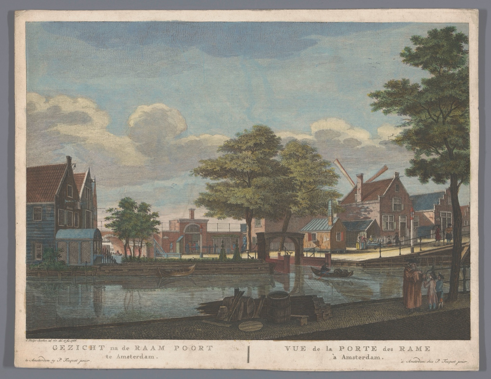 Gezicht na de Raam Poort te Amsterdam — Pierre Fouquet (publisher); Caspar Jacobsz. Philips (printmaker)