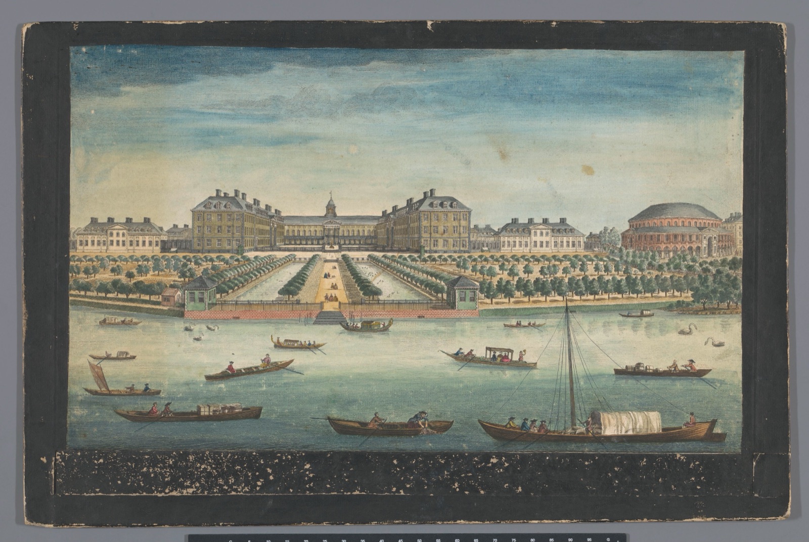 A view of the Royal Hospital at Chelsea & the Rotunda in Ranelaigh Gardens — Thomas Bowles (II) (printmaker); Robert Sayer (publisher)