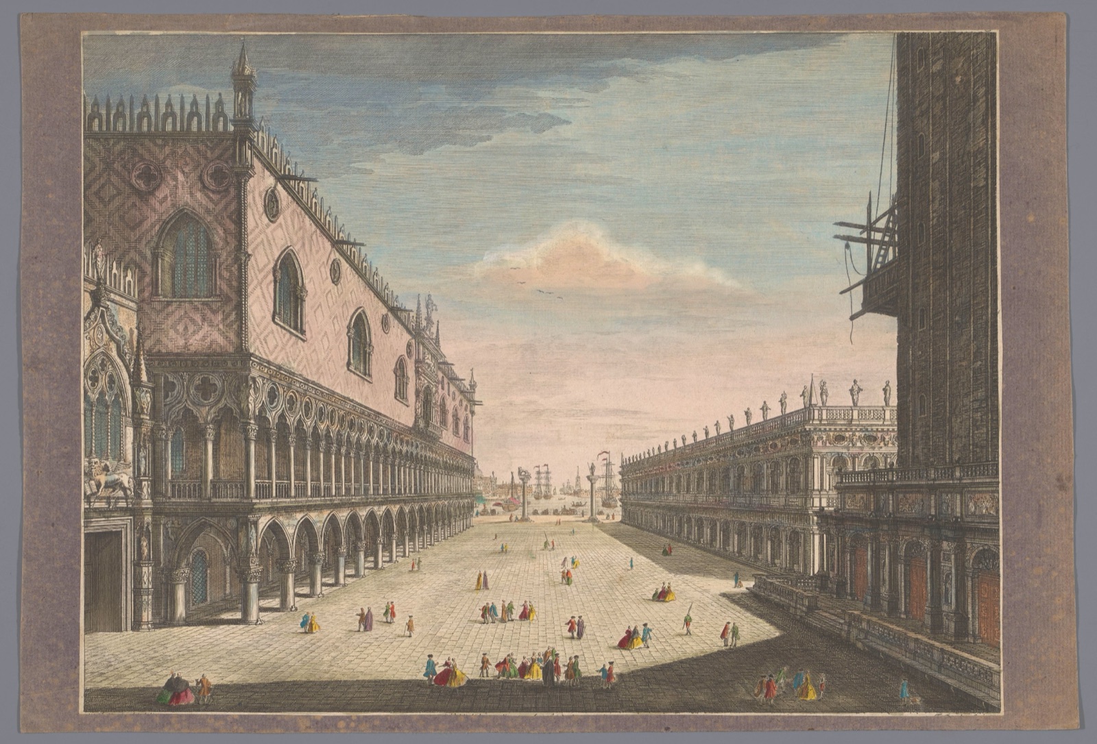 A view of little St. Mark's Place at Venice to the sea — John Bowles (publisher); Thomas Bowles (II) (printmaker)
