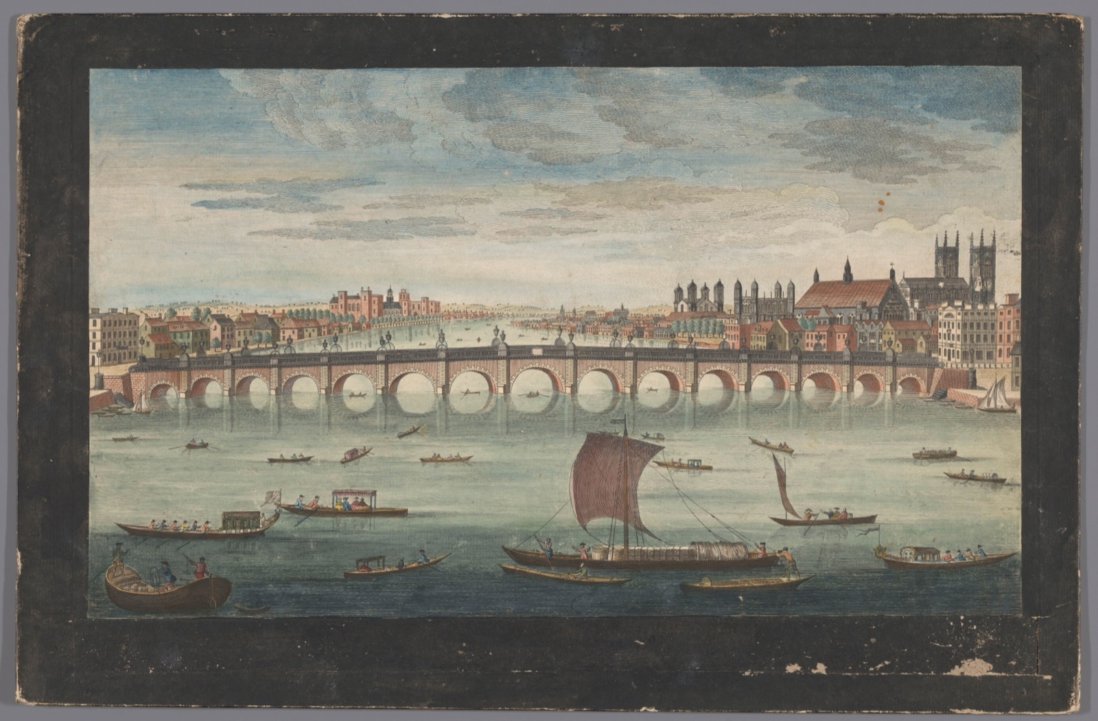 A south view of Westminster Bridge — Robert Sayer (publisher); Fabr. Parr (printmaker)