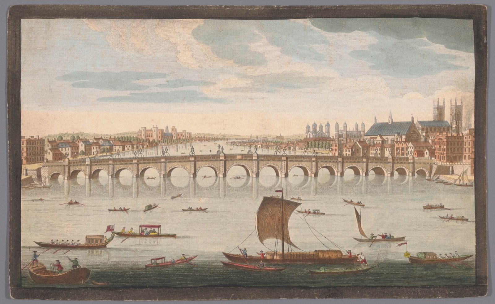 A south view of Westminster Bridge — Fabr. Parr (printmaker); Robert Sayer (publisher); Henry Overton (II) (publisher)
